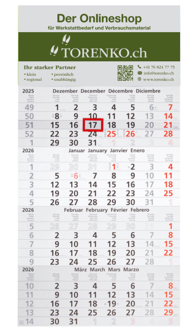 Torenko Wandkalender 2026